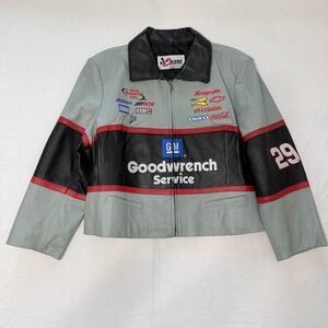 Vintage Y2K Kevin Harvick #29 Goodwrench Leather NASCAR Jacket Youth XXL Chase
